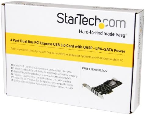 StarTech.com 4-Портов адаптер за карта USB 3.0 PCI Express карта за разширяване на PCIe SuperSpeed USB 3.0 с 2 специални
