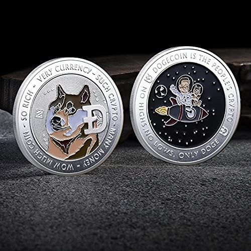 Възпоменателна Монета 1 унция Dogecoin Възпоменателна Монета с Сребърно Покритие DogecoinCryptocurrency2021 са подбрани Монета Ограничена