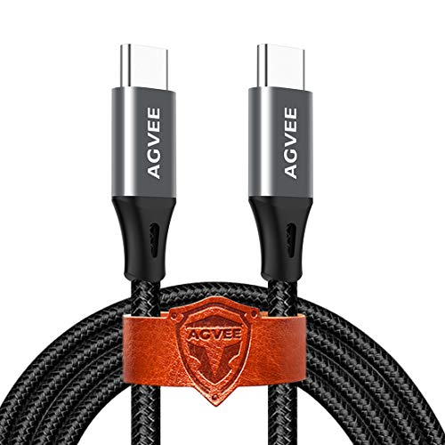 Сверхдлинный кабел AGVEE USB-C-USB-C [2 опаковки от 15 фута], най-Бързият кабел USBC с каишка, Кабел Type-C-C, кабел за