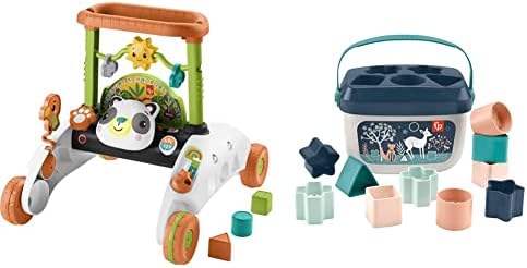 Fisher-Price 2-Трети страни проходилка с постоянна скорост, Панда, интерактивна детска играчка за разходка и първите кубчета дете