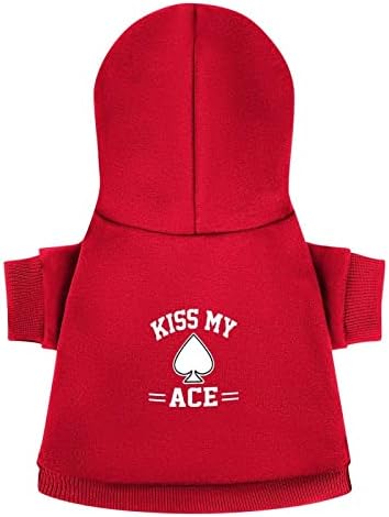 Kiss My Ace Poker Дрехи за кучета Зимни Блузи с Качулка за Домашни Любимци Меки и Топли Блузи за Малки до Средни Кучета