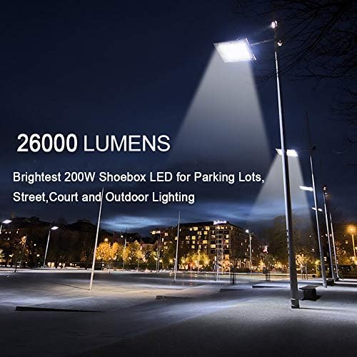 LEDMO 200W led Светлини за паркиране на 5000 K Улично Осветление за почистване на Водоустойчиви кутии 26000LM Супер Ярки от здрач