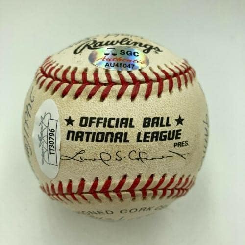Майк Шмид подписа бейзболни топки с големи букви Stat NL Baseball с помощта на JSA COA - Бейзболни топки с автографи