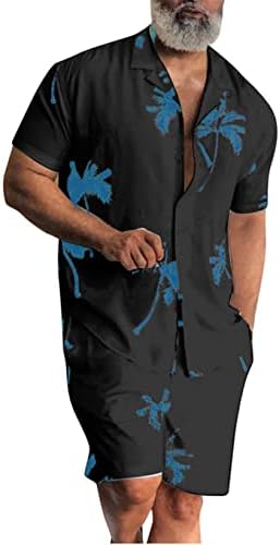 chouyatou/ Мъжки лятно хавайско Дрехи с принтом Кокосовата палма от 2 теми, Риза с копчета и къси Панталони, Комплекти