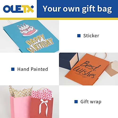 Oletx 24 бр. Подаръчни Пакети от Розова крафт-хартия с дръжки на Едро 8 x 4,25x 10,5, Подарък чанта за Деня на Майката, Чанта за