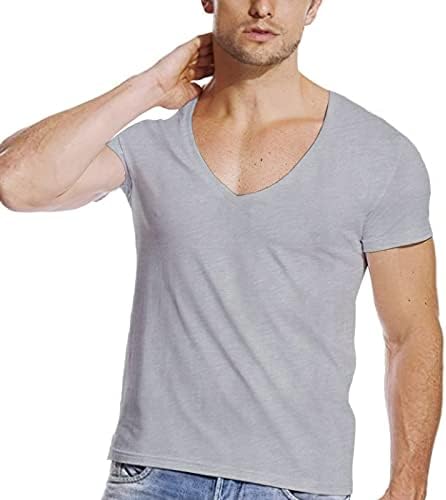 Класическа мъжка тениска с дълбоко V-образно деколте, Бързосъхнеща и Высокоэластичная тениска с Ниско деколте за ежедневието