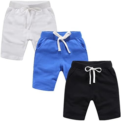 IESSRA / 3 опаковки, къси Панталони за малки Момчета и Момичета, Спортни Шорти за Бягане, Летни Плетени Памучни Шорти За