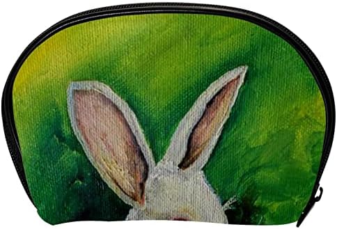 TBOUOBT Козметични чанти, козметични Чанти за жени, Малки Пътни Чанти за грим, Картина с маслени бои Великденски Заек в Тревата