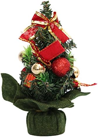 Коледна Украса Amosfun Мини Домашен Офис, Спалня и Хол Плот Изкуствена Коледна Елха с Лъкове от Борови Шишарки Подаръци Украса