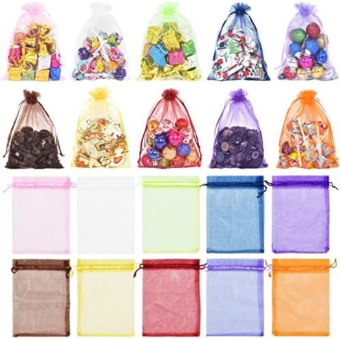 БДС-HOME 100ШТ Подаръчни торбички от органза 5x7, 10 Цвята, дамски чанти за Подаръци за Сватба, Бижута, Подаръчни опаковки за шоколадови