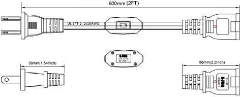 Удължителен кабел с Поляризованной вилица VSEER с 2 клипса и превключвател 12A/125 В, Изход САЩ, захранващ Кабел SPT-2 16AWG за Зарядни