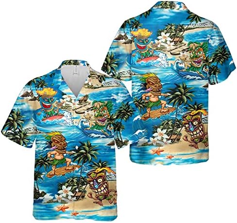 Mooley Забавен Снежен Човек Копчета С Къс Ръкав За Почивка За Летен Плаж На Тропически Снежен Човек, За Да Сърфирате Хавайска Риза