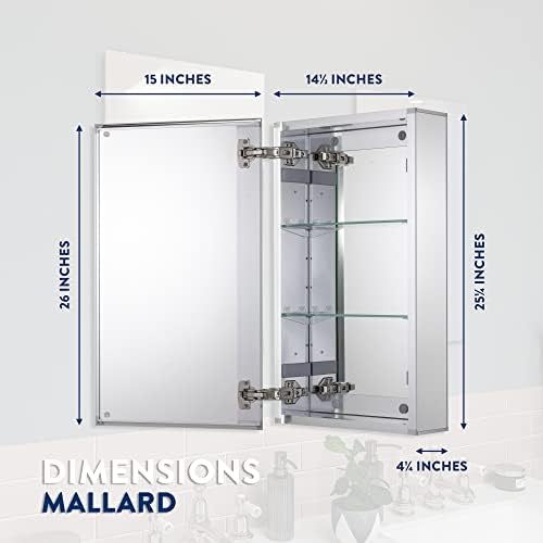 Шкаф за лекарства Croydex Mallard с една Като, - Вградени или за повърхностен монтаж, с ключалка Hang 'n' Лесна Инсталация, 15 W x 26 Ч, Алуминий