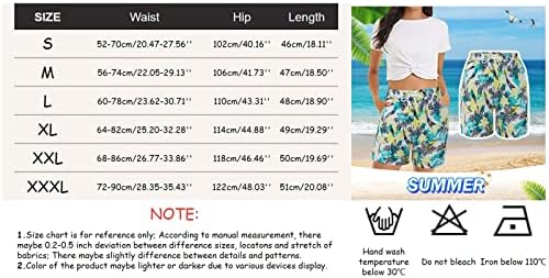Къси панталони за Жени, Плажни къси Панталони-Бермуди, с Тропически Принтом Размер Плюс, Дишащи, С Еластична Талия, Струящиеся Плажни