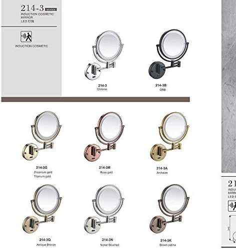 KMMK Специално Огледало за грим, 8-инчов Led Лампа, Монтиране на стена, Огледала за Грим, Увеличително Двустранно Огледало