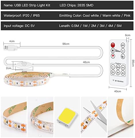 Аксесоари за led украса 5 М USB Led лента SMD 2835 DC5V Гъвкава Светодиодна Лампа Лента Лента на Ключа за Дистанционно