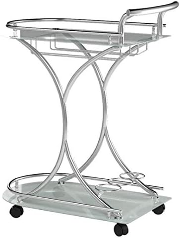 Модерни Мебели за движи по инерция кораби С 2 рафтове За обслужване на Бара за багажник на Кола От Матирано Бяло Закалено Стъкло с Колела