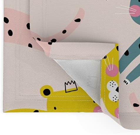 Спално бельо, Памучни Кърпички от платното (опаковка от 2) - Салфетки от плат с принтом Гепарди и Леопарди за по-Големи Момичета, Розови