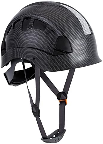 Шлемове Строителен Предпазна Каска ANSI Z89.1, Одобрен OSHA Hardhat, Черна Вафен от Въглеродни Влакна с вентилация LOHASPRO с Каишка