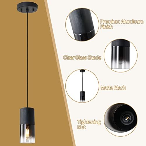 Черно Окачен лампа Sanoble, Модерен Окачен лампа от 2 теми с Регулируем ремък, Изход за лампи E26, Подвесное Осветление