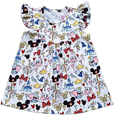 LZJLSQHYH / Лятното Модно Ежедневна рокля с цветове, с дълъг ръкав за момичета, Детски рокля с Мики (5 години), Бяло