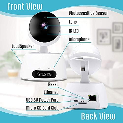 Безжична IP камера SereneLife за помещения, 2MP HD 1080p WiFi Мрежова Камера Видеонаблюдение За домашно наблюдение С led, функция