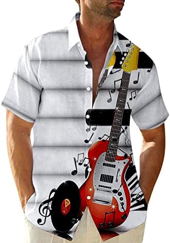 XXBR, Мъжки Ежедневни Ризи с копчета и Къс ръкав, Летни Плажни Хавайски Върховете в Ретро стил С Принтом Музикални Ноти