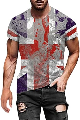 Флаг Union Jack Великобритания Великобритания Великобритания Британски за Мъже Жени Класическа Лятна Ежедневни Тениска с Кръгло деколте и Къс Ръкав