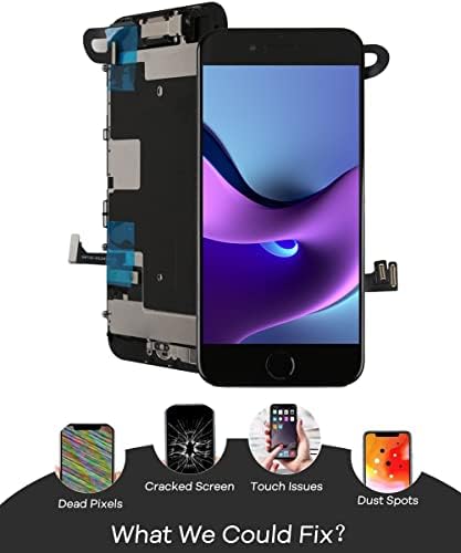 Ayake за iPhone 7 Plus Подмяна на екрана с бутон Home Черен, Пълен Монтаж LCD дисплей, дигитайзер, Тъч, с предна камера + слушалки за слушалки + Сензор за близост + Инструменти за A1