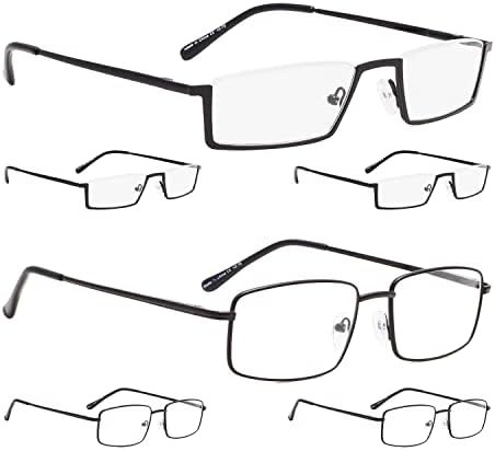 LUR 3 опаковки очила за четене в полукръгла рамка + 3 опаковки на метални очила за четене (само 6 двойки ридеров + 0,75)