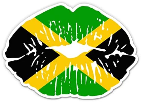 Стикер с флага на Ямайка за устни - 3 Стикер за лаптоп - Водоустойчив Винил за колата, телефон, Бутилки с вода - Ямайски стикер
