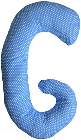 Гипоаллергенная Универсална възглавница за бременни и кърмещи с контурите на тялото: Синя или розова на бели точки, свалящ