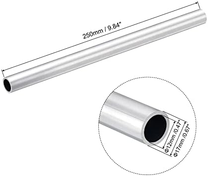 uxcell 6063 Алуминиева Кръгла Тръба 17 mm OD 12 мм Вътрешен Диаметър 300 мм Дължина на Тръбата на Тръбопровода