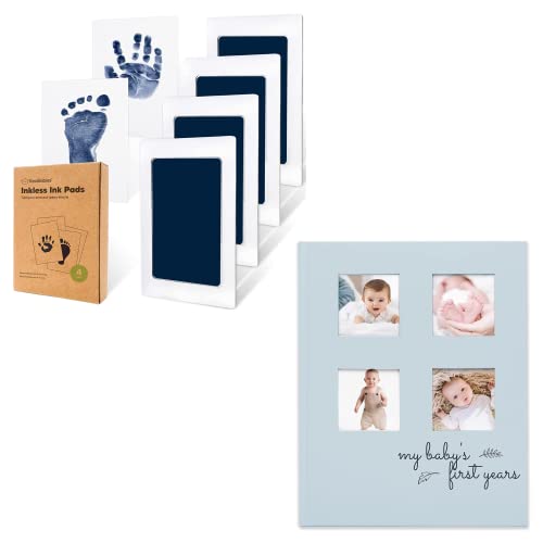 Комплект за рисуване на дланите и отпечатъци от краката KeaBabies от 4 опаковки без мастило и Дневник памет на детето за първите