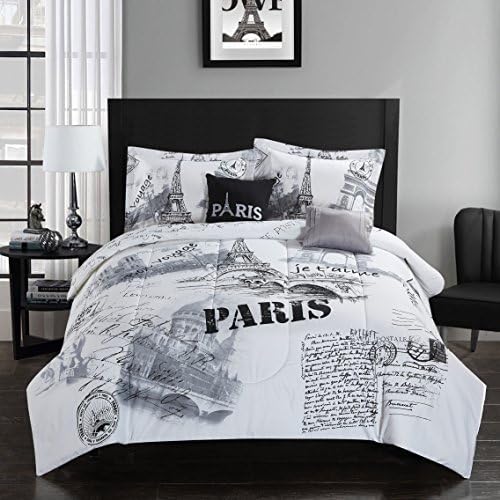 Комплект одеяла Casa J ' Adore Paris от 5 теми, Пълен / Queen, Черно-бял