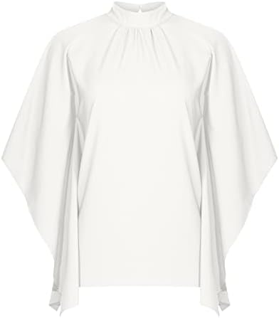 2023 Модерен Кафтан с 3/4 ръкав, Кръгъл Отвор, Блуза Свободно Намаляване с Високо Воротом Тениска за Момичета, Есента-Годишната Женска Риза CC
