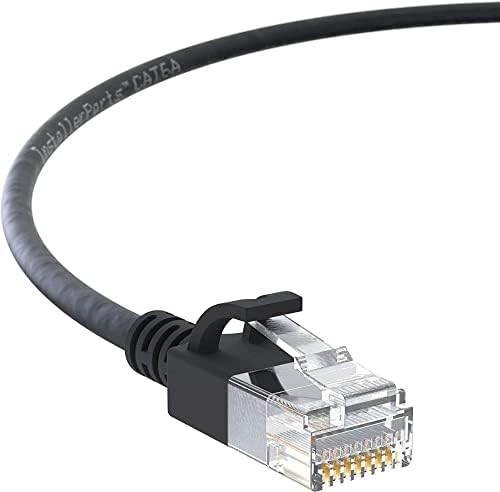 Инсталационните части на Ethernet кабел основа cat6a Slim Кабел UTP с качването на 1,5 фута (10 бр) - Черен - Професионалната серия - Мрежа