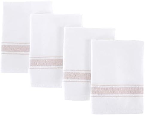 Набор от турски кърпи за ръце BAROOGA (опаковка от 4 броя), Кърпа за лице, комплект кърпи за ръце с ресни от пештемаля - Комплект кухненски