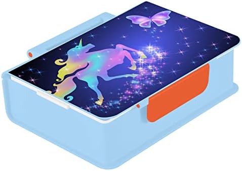 Кутия за обяд ALAZA Rainbow Unicorn Butterfly Star Bento, Херметични Контейнери за обяд, които не съдържат BPA, с вилица и лъжица,