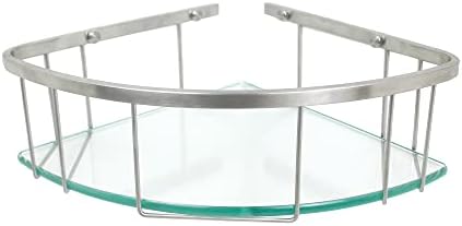 JanriHo Стъклена Ъглова етажерка за Баня с кошница от Неръждаема Стомана, 8 мм, държач за домашен интериор, 1 Стъклен рафт