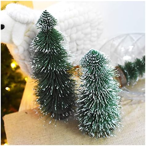 Коледна украса на Дърво Мини Коледно дърво с Флокированными борови игли Коледно дърво с Плот от Бял Кедър Малко Украса на Коледната Елха