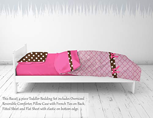 Комплект спално бельо за деца Bacati Butterflies/Калинка Розово/шоколадов на цвят от 4 дисциплини за момичета, Памук,