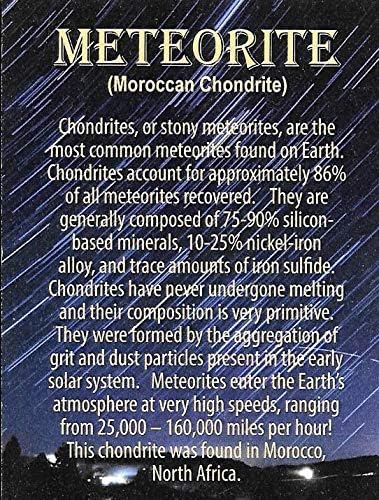 Хондрит Марокански Каменен метеорит Истински 39,6 Грама w/ COA 17149 5o