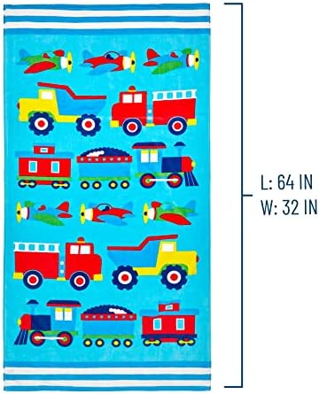Плажна кърпа Wildkin Kids от памук за момчета и момичета, с размери 64 x 32 инча, Детски хавлии за плаж, идеално подходящи