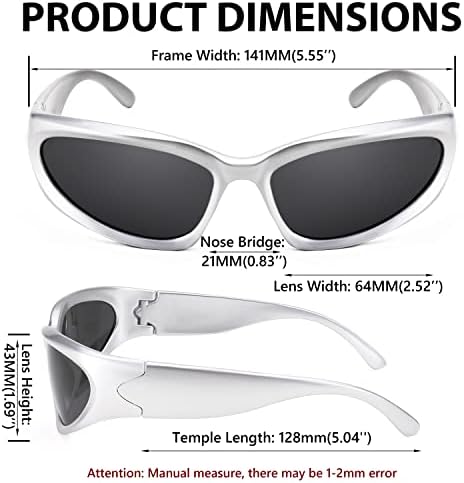 Ефектен Футуристичен Слънчеви Очила С Обвивка Около Овалния Твърда Козирка Y2K в Дебела Рамка, Реколта на 90-те Години за Мъже И Жени B2951