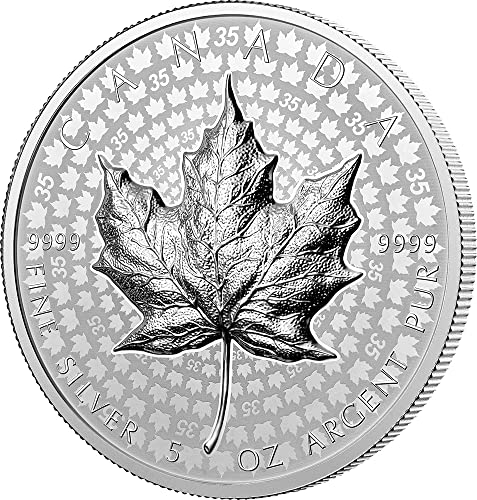 2023 DE Модерна Възпоменателна монета PowerCoin Maple Leaf 35 Anniversary Сверхвысокий Релеф 5 Грама Сребърна Монета От 50$