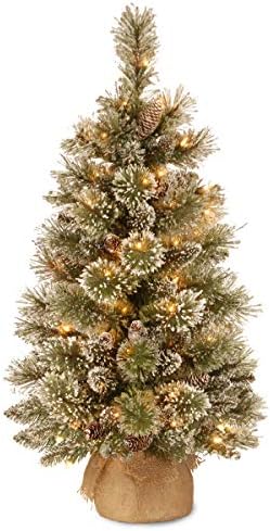 Изкуствена мини-Коледна елха Tree National Company с предварителна подсветка | Включва В себе си Малки бели led светлини, пъпките с бели