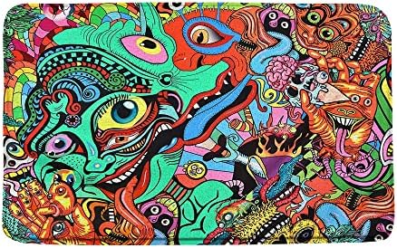 JOFKAXU Триппи Подложка За Баня, Цветни Бохо Съвременното Абстрактно Изкуство Кошмарен Индийски Хипи Магическа Фантазия Фрактал Забавен