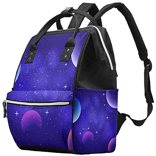 Galaxy Лилаво Звездното Небе Чанти-Тоут за Памперси Мумия Раница с Голям Капацитет Чанта за Памперси Кърмещи Пътна Чанта за Грижа за Детето