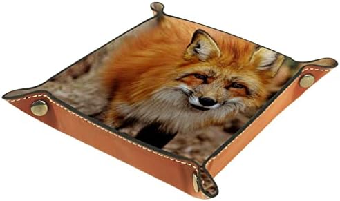 Tacameng Cool Animal Fox Look, Кутии за съхранение, малък кожен поднос за камериер, държач за бонбони, тава за подробности за ключове, телефон,